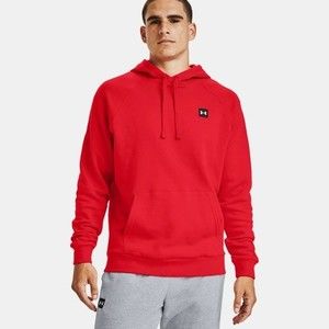 Under Armour Mens Red Pullover Hoodie sz Small Rival Fleece